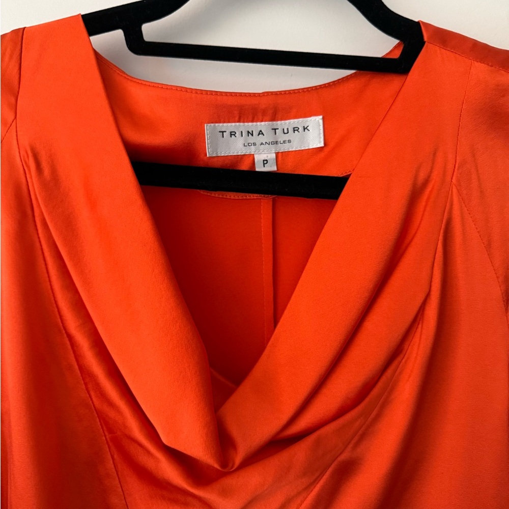 Trina Turk Vibrant Orange Cowl Neck Top